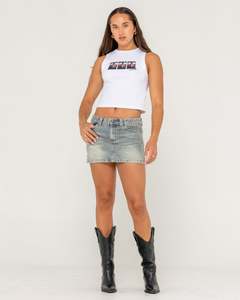 Womens Mini Skirts: Dirty Mavericks Denim Mini Skirt