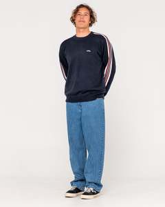 Mens Outerwear: Big Red Stripe Knit Sweater