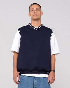 Mens Outerwear: Drop Top V Neck Fleece Vest