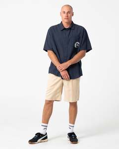 Mens Shorts: Overtone Elastic Waist Linen Short