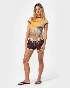 Womens Tops: La Cabana Mesh Graphic Baby Tee