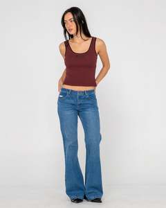 Womens Bottoms: Freida Flare Low Rise Jeans