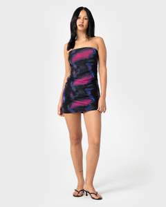 Amnesia Graphic Mesh Mini Dress