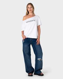 Womens: New But Old Off Shoulder Graphic Tee