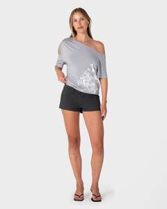 Womens: Sally Slouch Off Shoulder Graphic Tee
