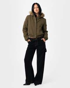 Womens: Ultra Furry Hooded Bomber Jacket