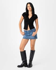Womens Bottoms: Distress Me Out Micro Mini Denim Skirt