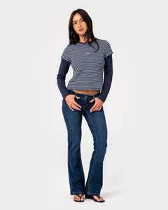 18 Degrees Mock Layer Stripe Tee