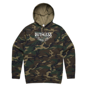 Products: RBC Long Logo Camo Hoodie Ruthless Barbell Clu