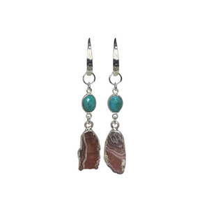 Expression Earring - Rhodochrosite & Turquoise Ruune Jewellery