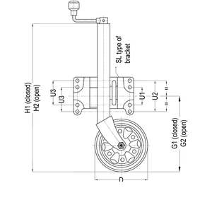 AL-KO Jockey Wheel Premium 200mm dia c/w Large Locking Pin Swivel Bracket