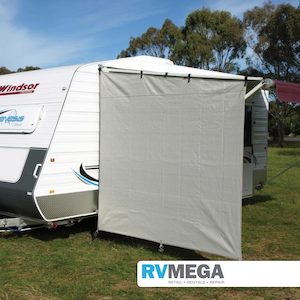 End Walls Privacy Screens: Camec Privacy End Wall for Roll Out Awnings (Not Wind Out)