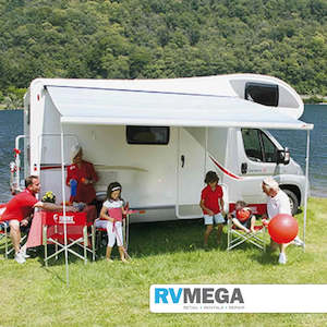 Wind Out Awnings: Fiamma Awning F45 S 3.5 metre Royal Blue