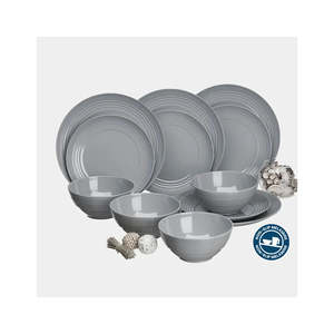12 Piece Dinner Set Non Slip Cool Grey