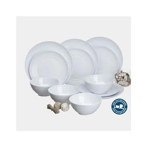 12 Piece Dinner Set Non Slip Cool White