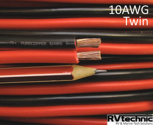 Products: 10AWG, Twin core, 60 Amp, 105degC PVC, Pure Copper, Red+Black (qty in 10cm) RVtechnic RV&Marine