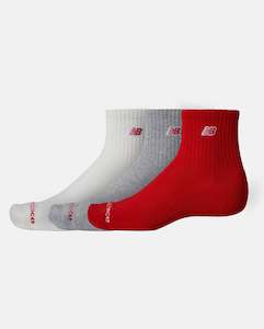 Womens Bags Accessories: New Balance Patch Logo Ankle Socks - 3 Pack Red/Grey