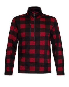 Mens Jackets: Okarito Half Zip Fleece Red/Black