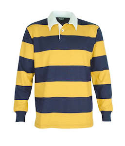 Mailer Rugby Jersey Sale: Striped Long Sleeve Rugby Jersey Navy/Gold