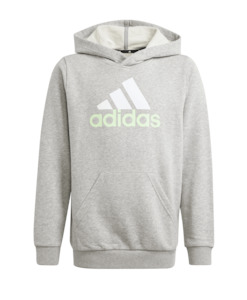 adidas Kid's Ess Big Logo Hoodie Grey/Green Spark