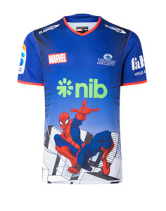 Rugby Super Rugby Blues: Blues x Marvel Spiderman Warm Up T-Shirt