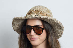 Crochet: Crochet Smiley Morning Natural Flowers Hemp & Cotton Hat