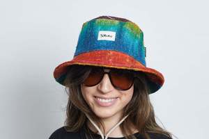 Woven Hemp Hat: Bucket Earth Wave Tie Dye  Hemp Hat