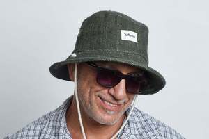 Woven Hemp Hat: Bucket Earth Wave Green  Hemp Hat