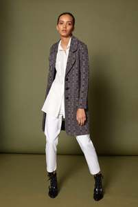 Coat: Admiral Check Knit Coat