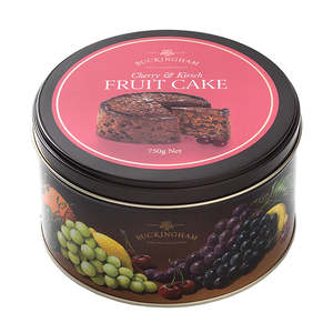 Buckingham Cherry Fruit Cake with Kirsch in Tin