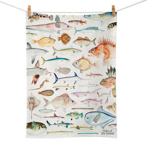 Cookware Kitchenware: Fishes of New Zealand Tea Towel