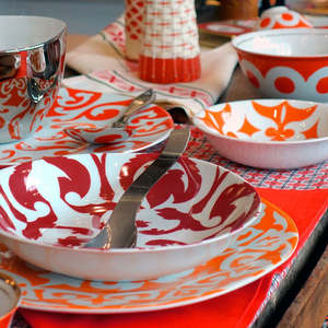 Serving Table Top: Tsé & Tsé Small Shallow Bowl ~ Zarafshan Red