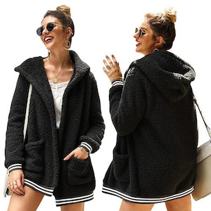 Black or Green Stripe Open Front Hoodie My Wardrobe