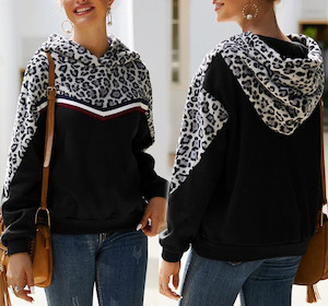 Warm Black & Grey Leopard Print Hoodie My Wardrobe