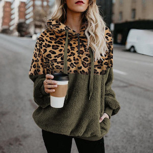 Warm Plush Leopard Print Fluffy Fleece Hoodie My Wardrobe
