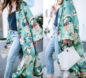 Luxurious Green Floral Bohemia Kimono My Wardrobe