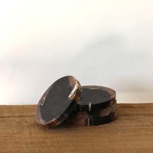 Kitchen: Petrified Wood Coasters Darker Style Set of 4