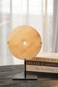 Homewares Objects: White Jade Eternity Stone On Stand - DIA: 20cm