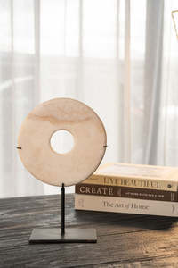 Homewares Objects: White Eternity Stone On Stand - DIA: 20cm