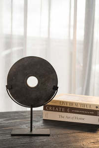 Homewares Objects: Black Eternity Stone On Stand - DIA: 20cm