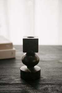 Noor Candle Holder — Black Marble