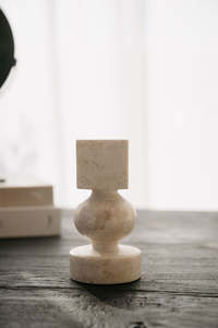 Homewares Objects: Noor Candle Holder — Cream Marble
