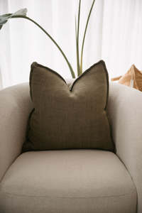 Textiles: Flaxmill Linen Cushion in Kelp