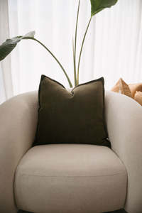 Flaxmill Linen Cushion in Winter Moss