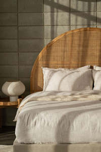 Bed Linen: Weave Sova Linen Quilt Cover in Savanna Pinstripe