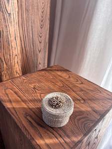 Hand Beaded Trinket Box Mini natural