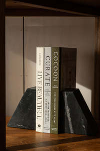 Black Marble Bookends - pair