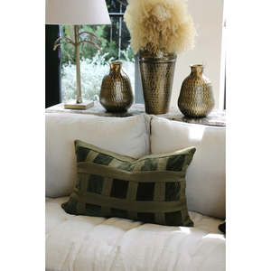 Textiles: Emerald Velvet Check Cushion