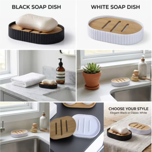 Soap Dishes: Soap Drainage dish - Bamboo and plastic