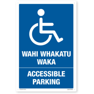 Products: Te Reo Accessible Parking Safety Sign SafeTradie